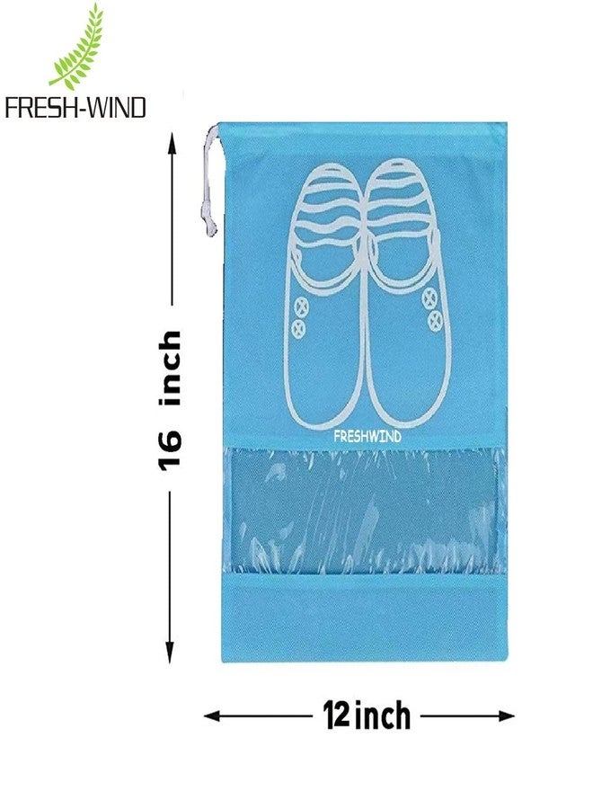 Freshwind Portable Travel Shoe Bags Shoe Organizer Space Saving Storage Bags Size - 12x16 inches - See Blue (Pack of 6) - Image 2